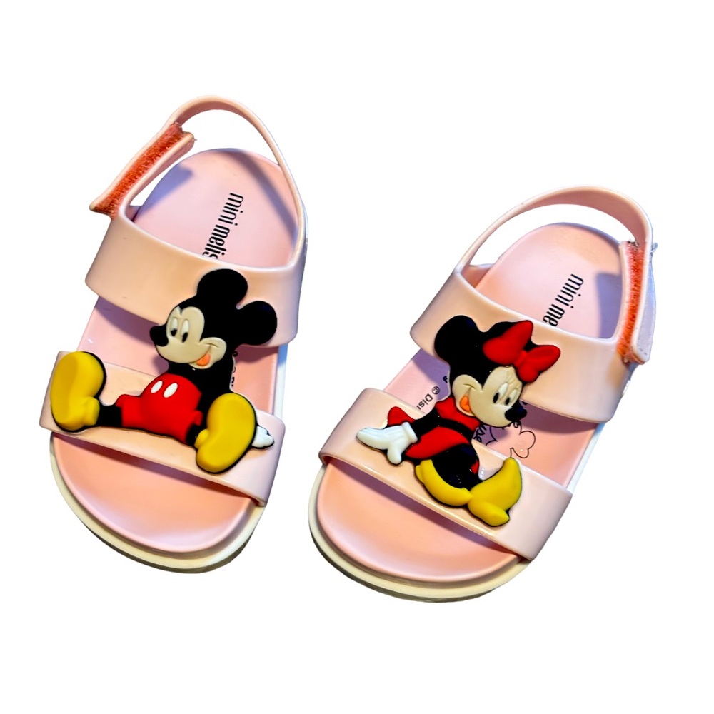 Mini Melissa Mickey and Minnie Mouse Pink Kids Sandals size 6